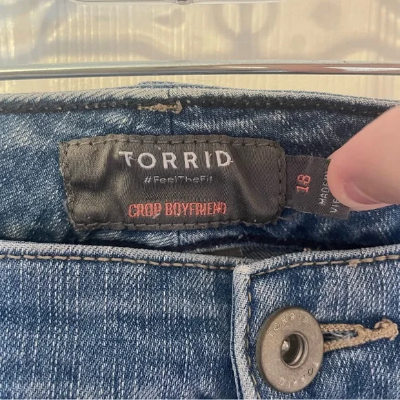 Torrid Crop Boyfriend Distressed Jeans - Picture 6 of 7